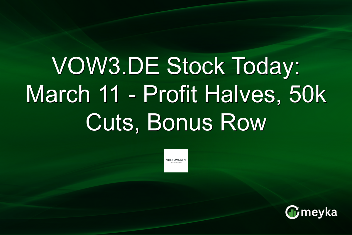 VOW3.DE Stock Today: March 11 – Profit Halves, 50k Cuts, Bonus Row