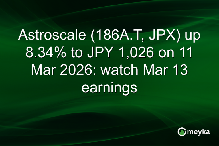 Astroscale (186A.T, JPX) up 8.34% to JPY 1,026 on 11 Mar 2026: watch Mar 13 earnings