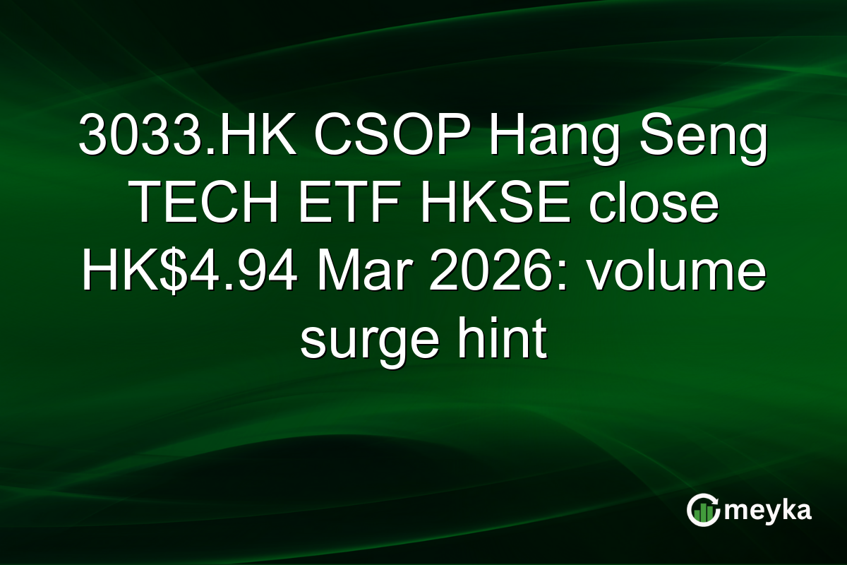3033.HK CSOP Hang Seng TECH ETF HKSE close HK$4.94 Mar 2026: volume surge hint