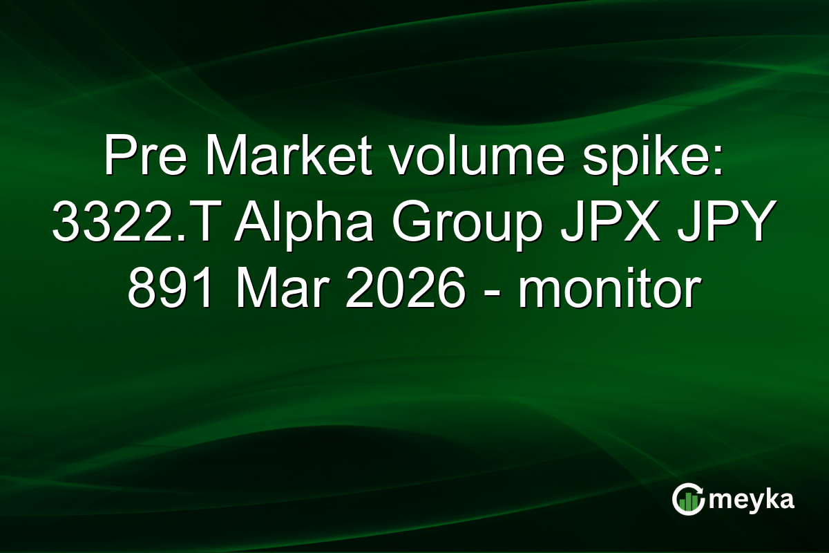 Pre Market volume spike: 3322.T Alpha Group JPX JPY 891 Mar 2026 - monitor