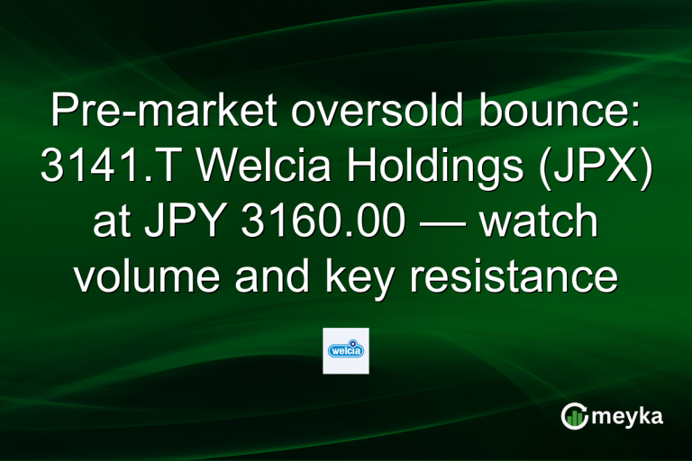 Pre-market oversold bounce: 3141.T Welcia Holdings (JPX) at JPY 3160.00 — watch volume and key resistance