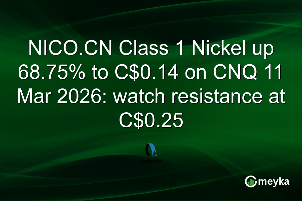 NICO.CN Class 1 Nickel up 68.75% to C$0.14 on CNQ 11 Mar 2026: watch resistance at C$0.25