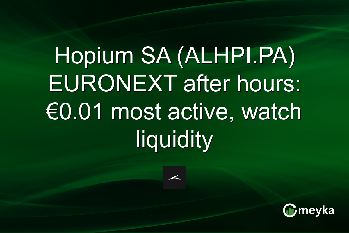 Hopium SA (ALHPI.PA) EURONEXT after hours: €0.01 most active, watch liquidity