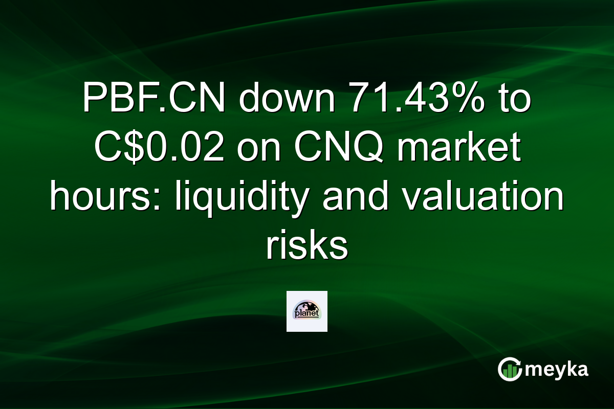 PBF.CN down 71.43% to C$0.02 on CNQ market hours: liquidity and valuation risks
