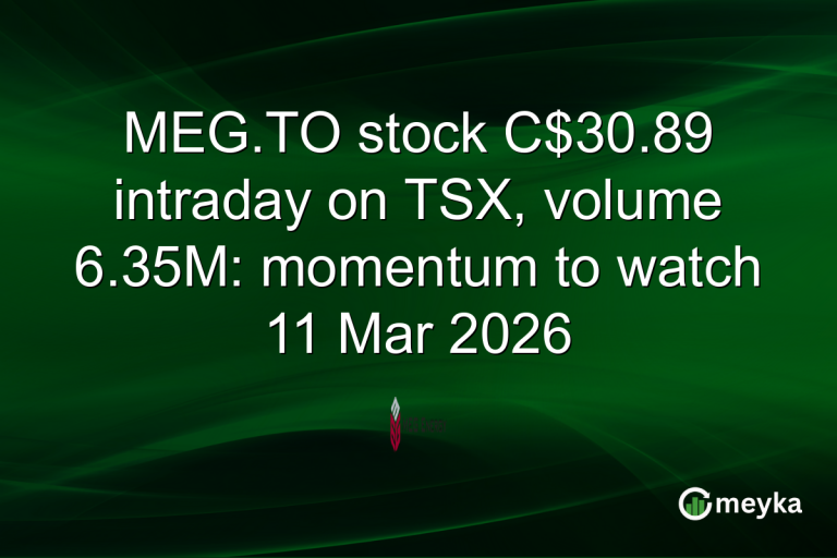 MEG.TO stock C$30.89 intraday on TSX, volume 6.35M: momentum to watch 11 Mar 2026