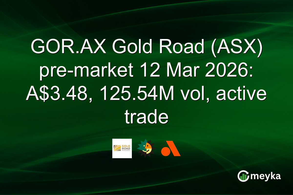 GOR.AX Gold Road (ASX) pre-market 12 Mar 2026: A$3.48, 125.54M vol, active trade