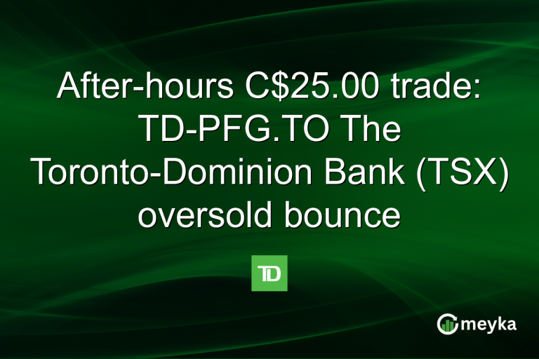 After-hours C$25.00 trade: TD-PFG.TO The Toronto-Dominion Bank (TSX) oversold bounce