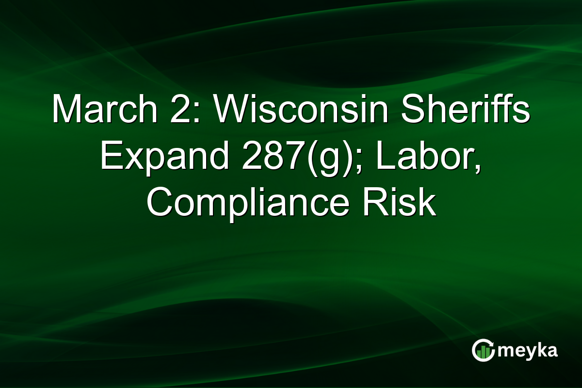 March 2: Wisconsin Sheriffs Expand 287(g); Labor, Compliance Risk