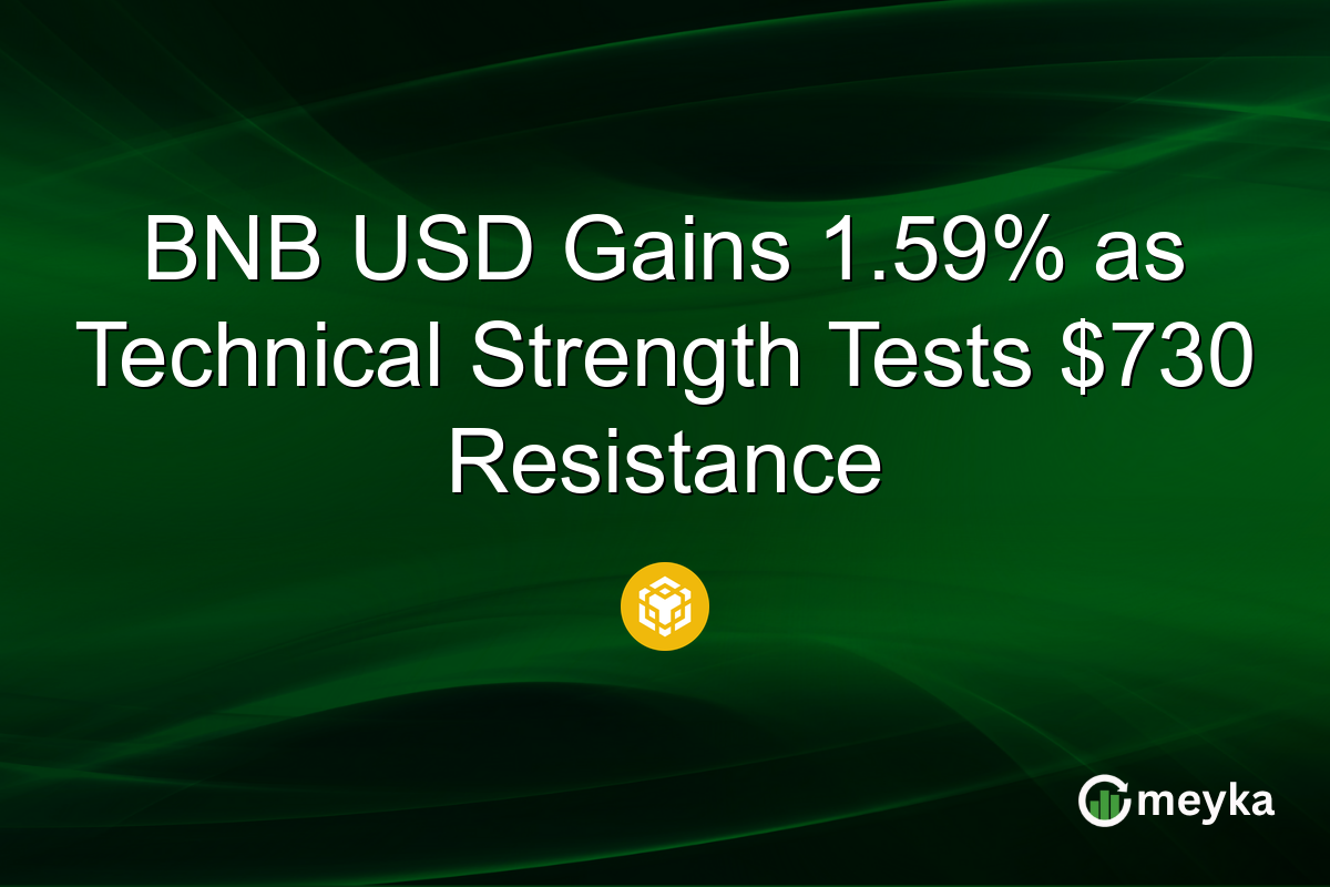 BNB USD Gains 1.59% as Technical Strength Tests $730 Resistance
