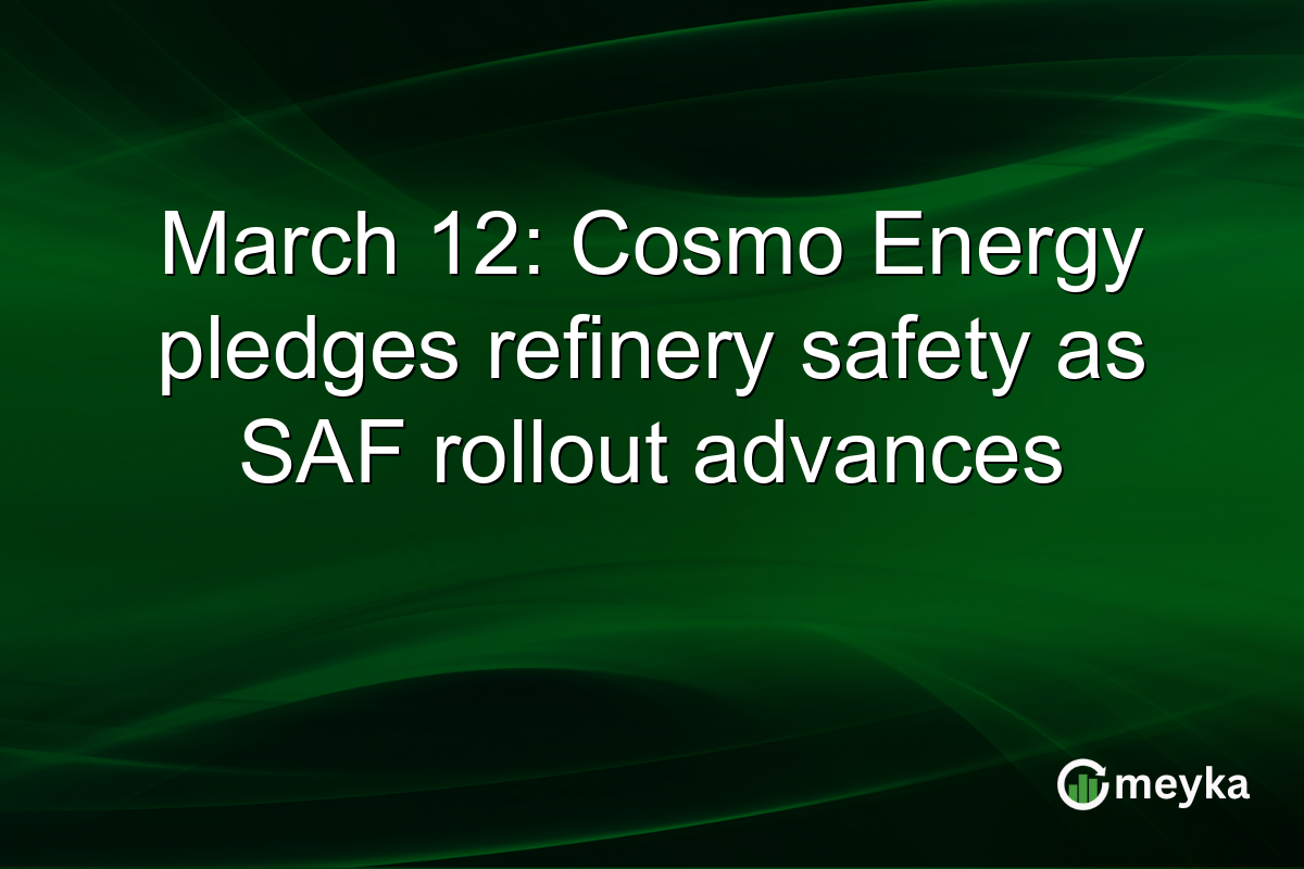 March 12: Cosmo Energy pledges refinery safety as SAF rollout advances