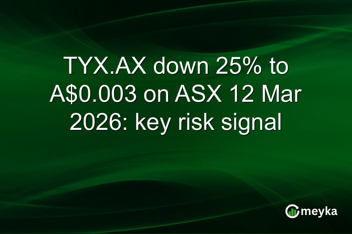TYX.AX down 25% to A$0.003 on ASX 12 Mar 2026: key risk signal