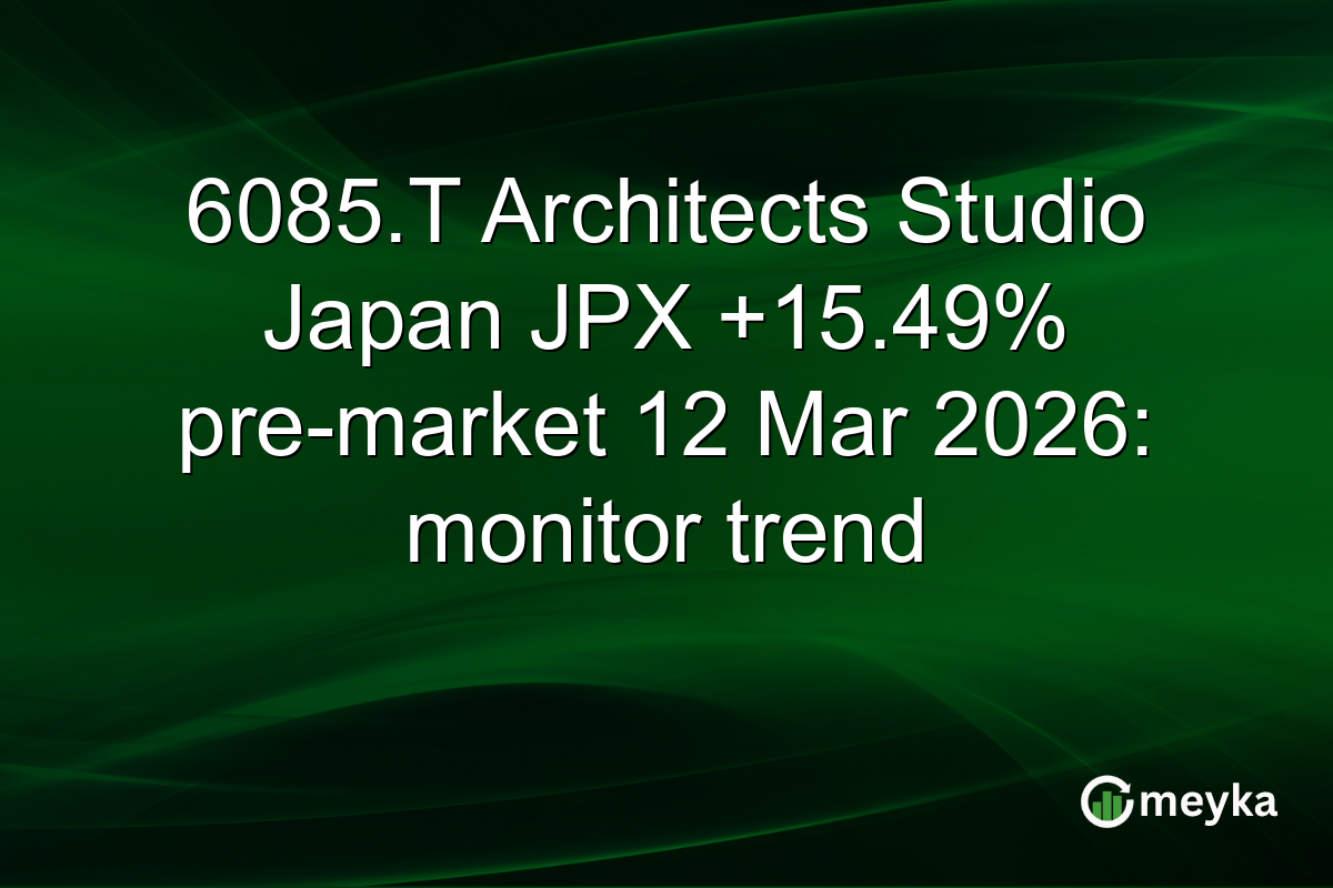 6085.T Architects Studio Japan JPX +15.49% pre-market 12 Mar 2026: monitor trend
