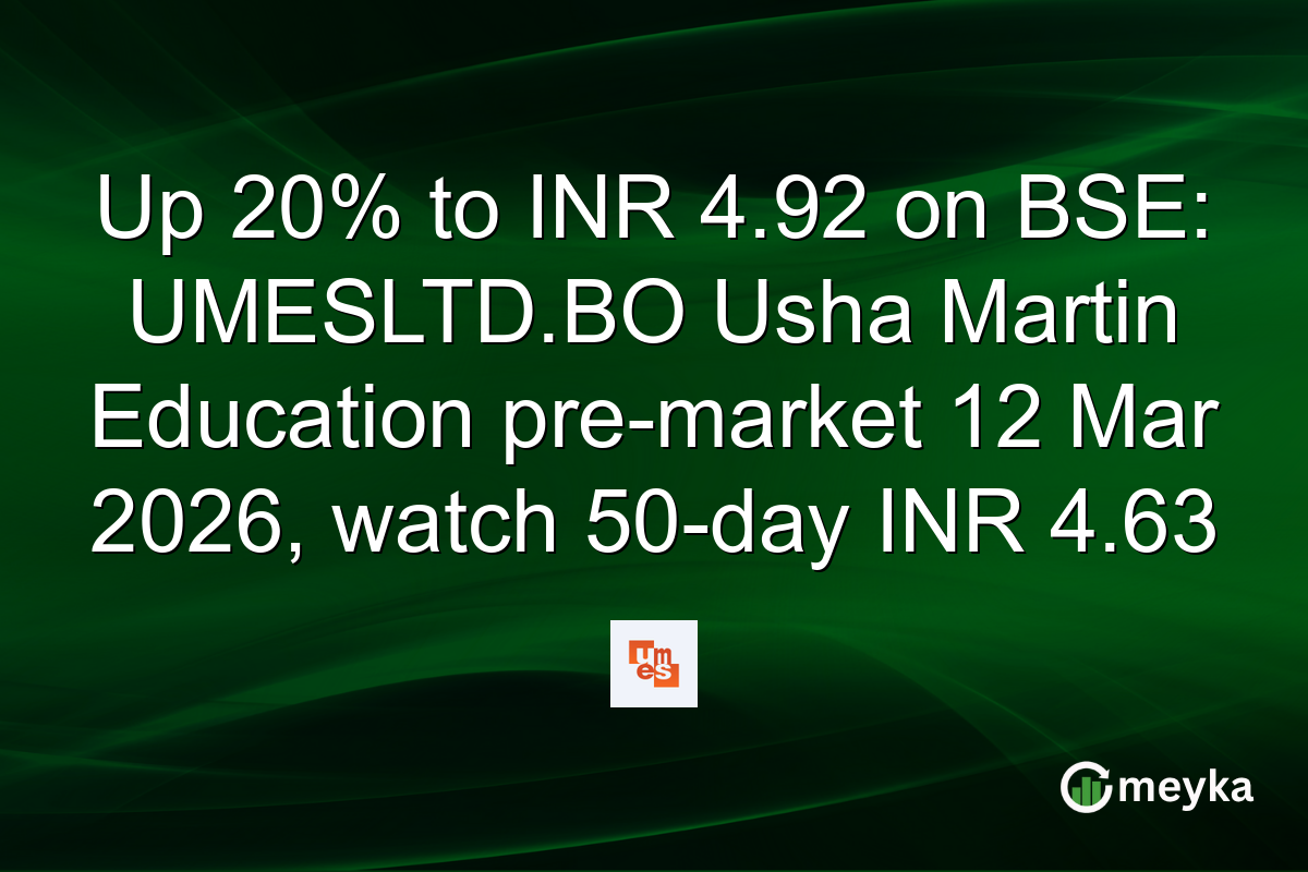 Up 20% to INR 4.92 on BSE: UMESLTD.BO Usha Martin Education pre-market 12 Mar 2026, watch 50-day INR 4.63
