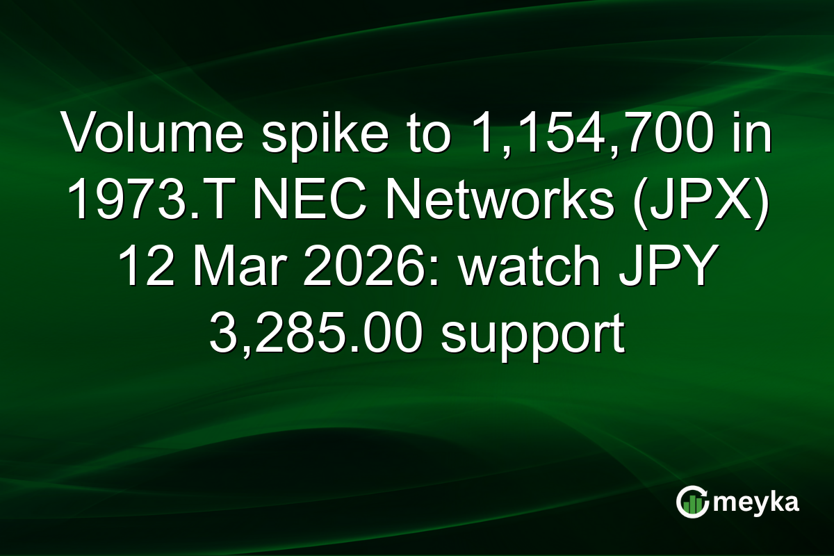 Volume spike to 1,154,700 in 1973.T NEC Networks (JPX) 12 Mar 2026: watch JPY 3,285.00 support