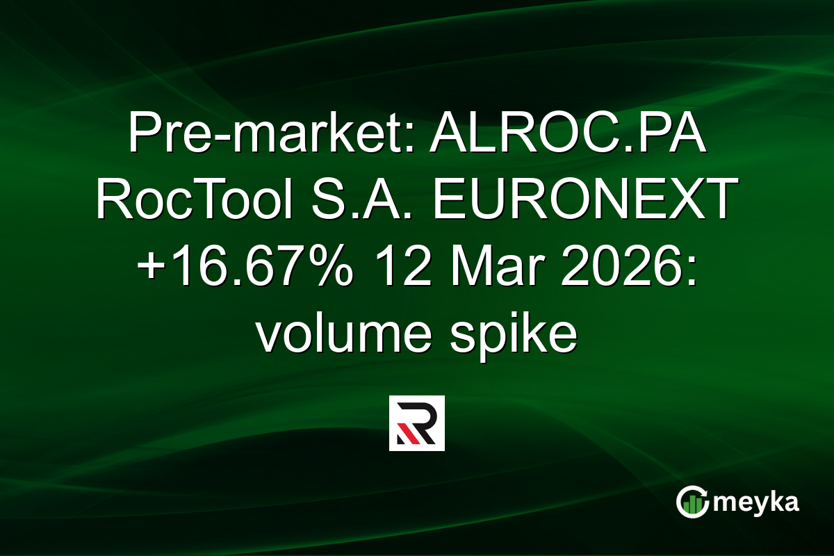 Pre-market: ALROC.PA RocTool S.A. EURONEXT +16.67% 12 Mar 2026: volume spike