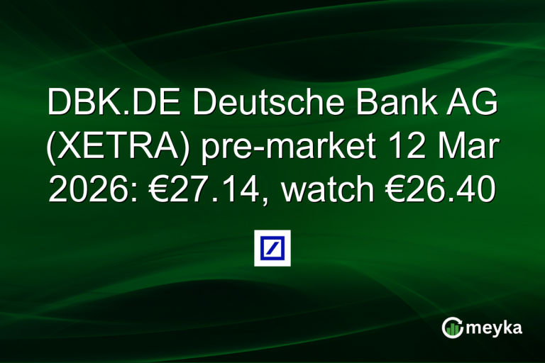 DBK.DE Deutsche Bank AG (XETRA) pre-market 12 Mar 2026: €27.14, watch €26.40