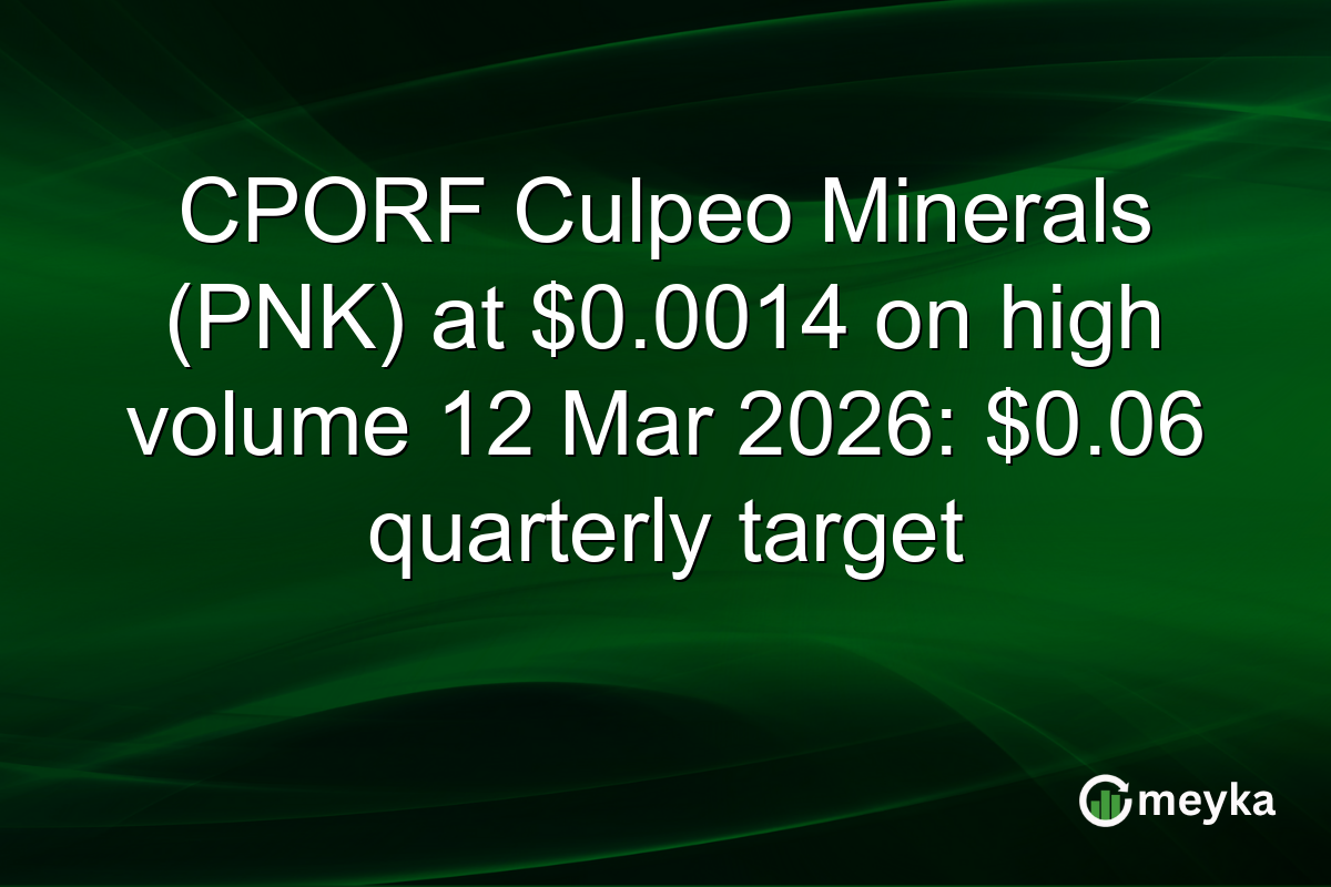 CPORF Culpeo Minerals (PNK) at $0.0014 on high volume 12 Mar 2026: $0.06 quarterly target