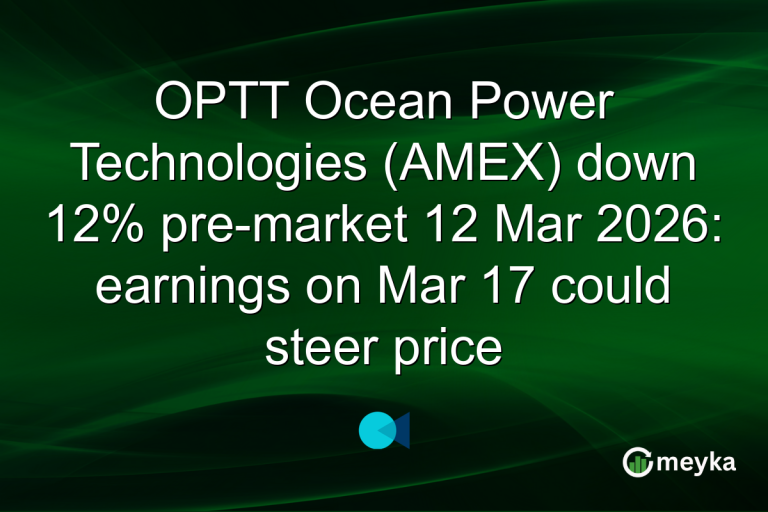 OPTT Ocean Power Technologies (AMEX) down 12% pre-market 12 Mar 2026: earnings on Mar 17 could steer price