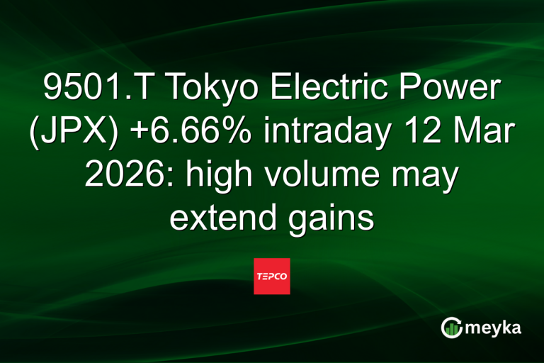 9501.T Tokyo Electric Power (JPX) +6.66% intraday 12 Mar 2026: high volume may extend gains