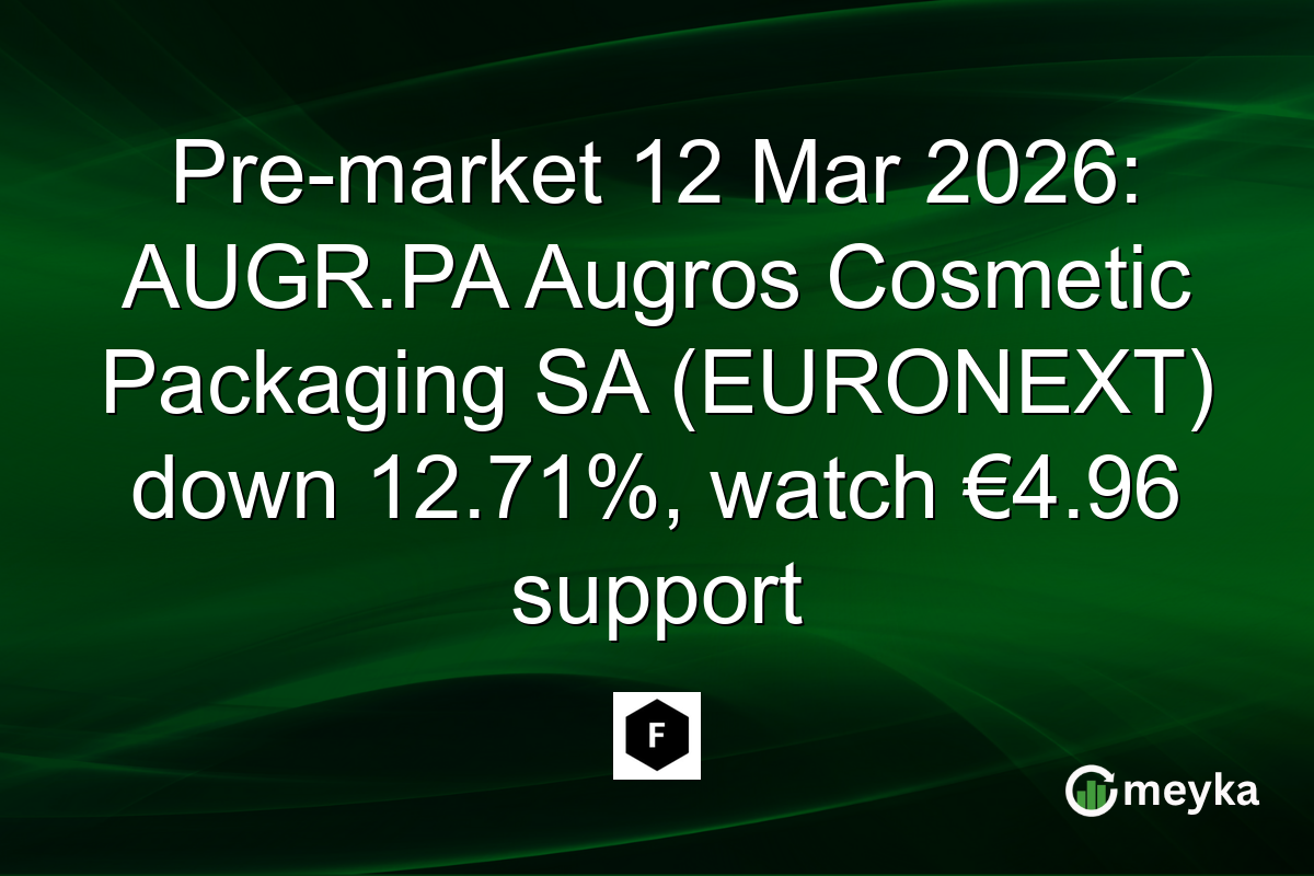 Pre-market 12 Mar 2026: AUGR.PA Augros Cosmetic Packaging SA (EURONEXT) down 12.71%, watch €4.96 support