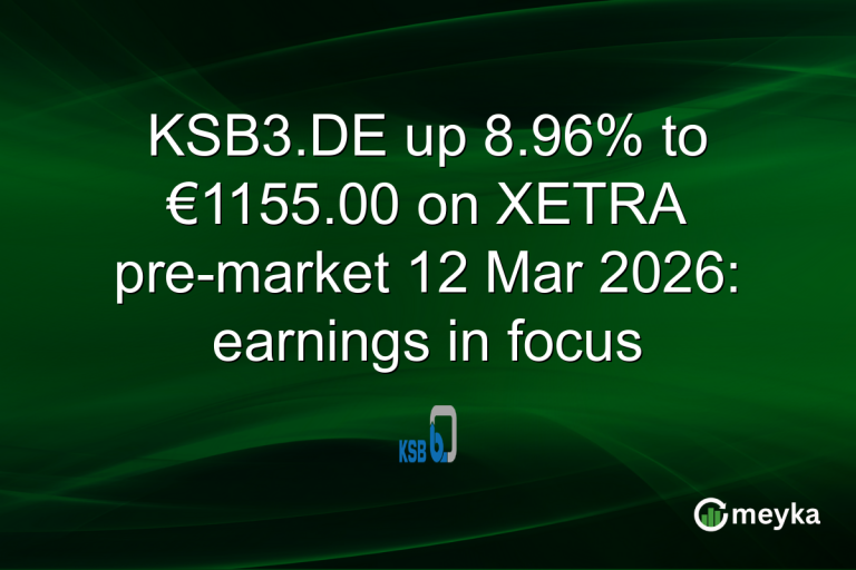 KSB3.DE up 8.96% to €1155.00 on XETRA pre-market 12 Mar 2026: earnings in focus