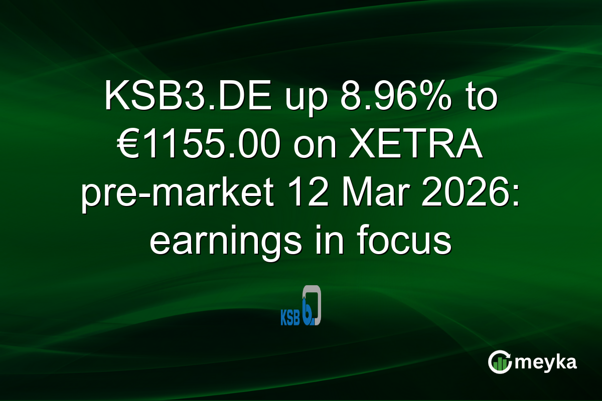 KSB3.DE up 8.96% to €1155.00 on XETRA pre-market 12 Mar 2026: earnings in focus