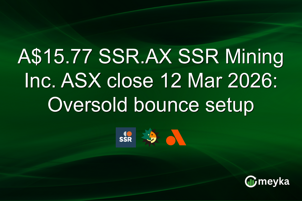 A$15.77 SSR.AX SSR Mining Inc. ASX close 12 Mar 2026: Oversold bounce setup