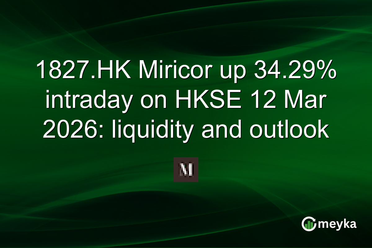 1827.HK Miricor up 34.29% intraday on HKSE 12 Mar 2026: liquidity and outlook