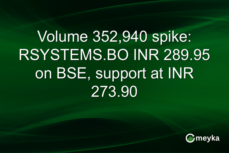 Volume 352,940 spike: RSYSTEMS.BO INR 289.95 on BSE, support at INR 273.90