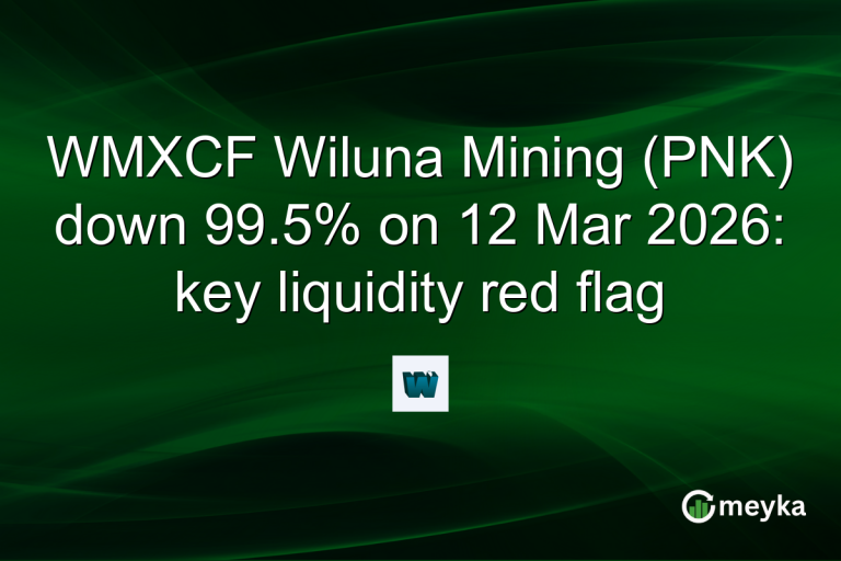 WMXCF Wiluna Mining (PNK) down 99.5% on 12 Mar 2026: key liquidity red flag