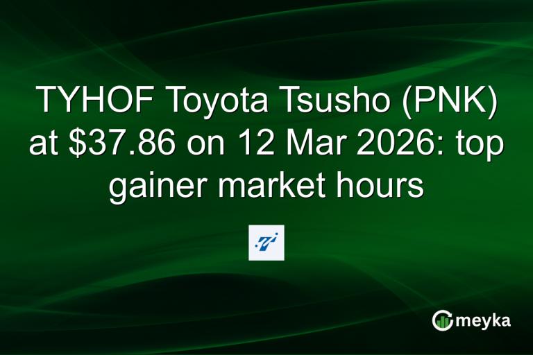 TYHOF Toyota Tsusho (PNK) at $37.86 on 12 Mar 2026: top gainer market hours