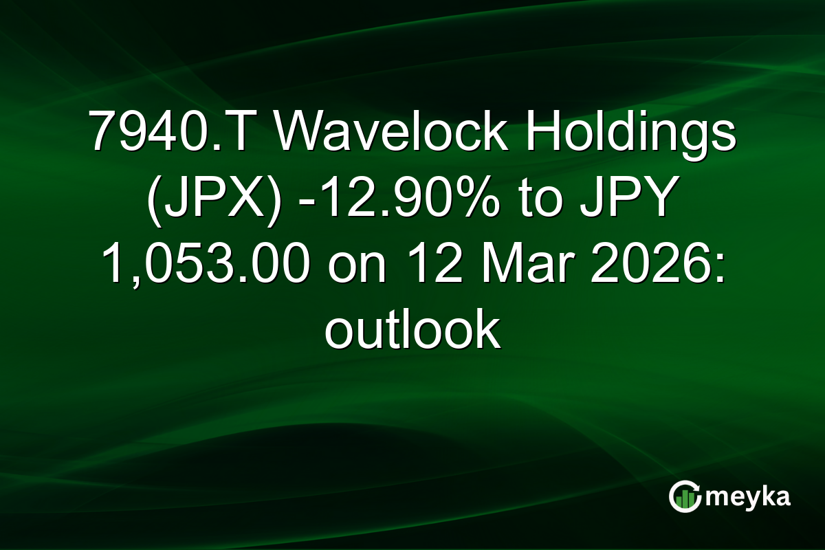 7940.T Wavelock Holdings (JPX) -12.90% to JPY 1,053.00 on 12 Mar 2026: outlook