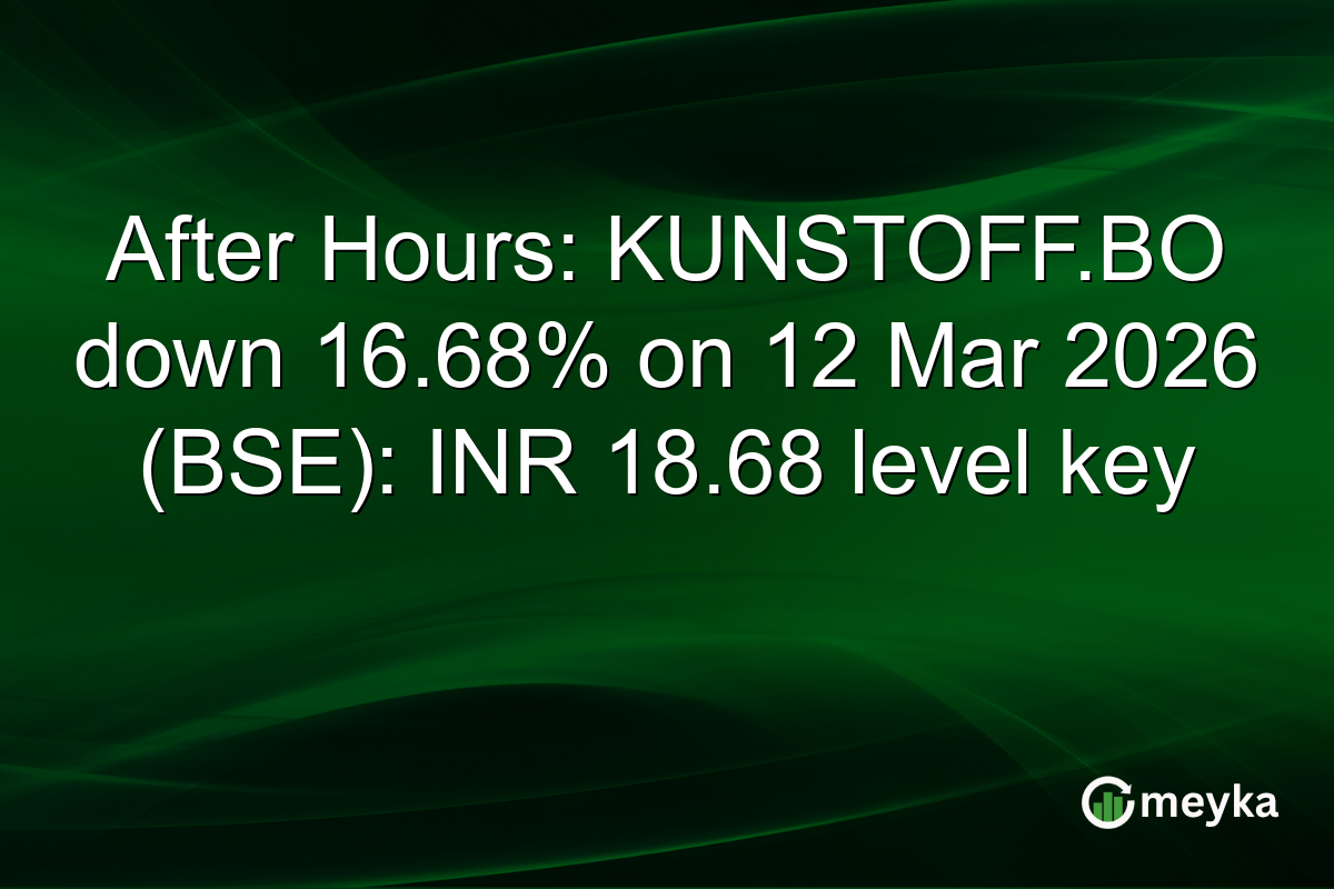 After Hours: KUNSTOFF.BO down 16.68% on 12 Mar 2026 (BSE): INR 18.68 level key