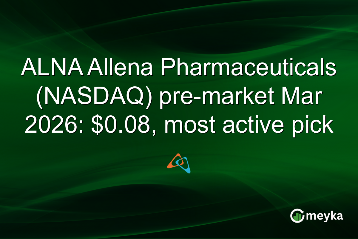 ALNA Allena Pharmaceuticals (NASDAQ) pre-market Mar 2026: $0.08, most active pick