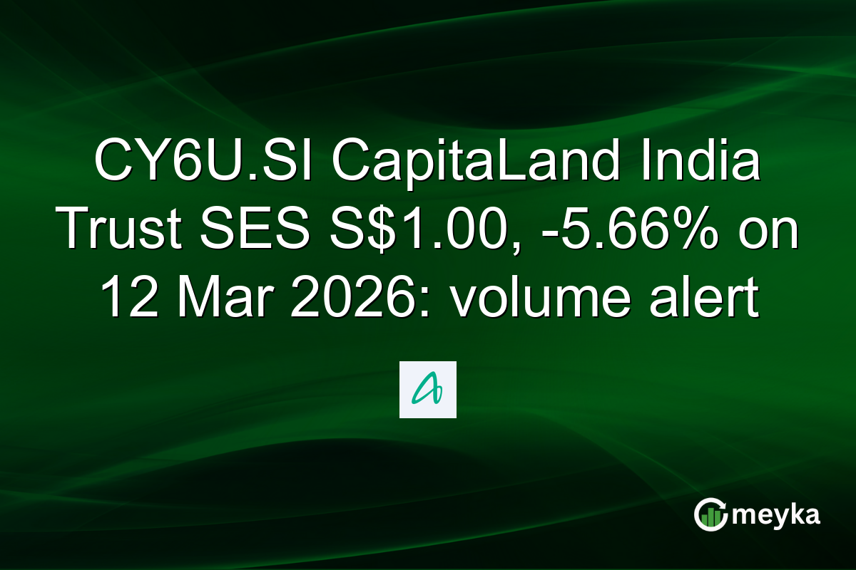 CY6U.SI CapitaLand India Trust SES S$1.00, -5.66% on 12 Mar 2026: volume alert
