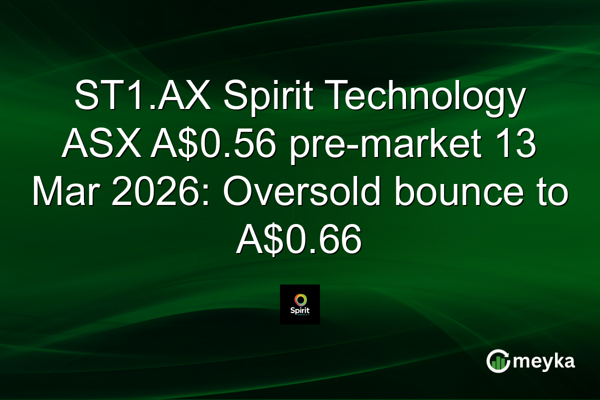 ST1.AX Spirit Technology ASX A$0.56 pre-market 13 Mar 2026: Oversold bounce to A$0.66