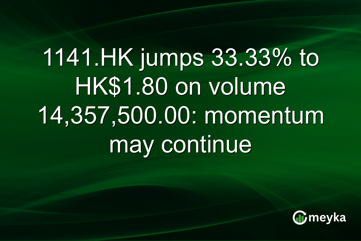 1141.HK jumps 33.33% to HK$1.80 on volume 14,357,500.00: momentum may continue