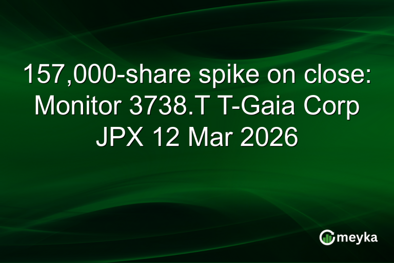 157,000-share spike on close: Monitor 3738.T T-Gaia Corp JPX 12 Mar 2026