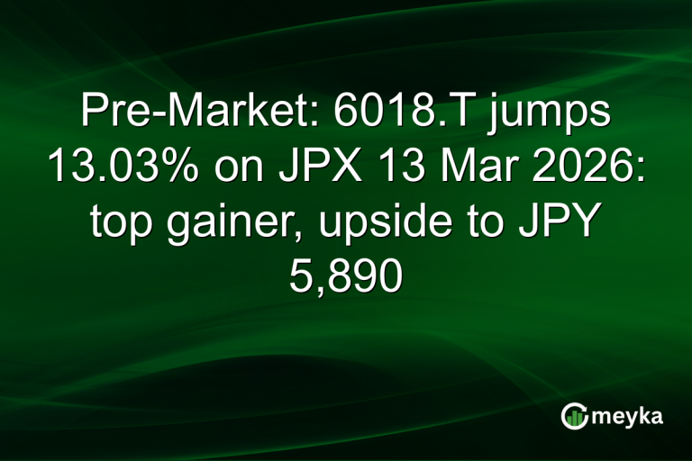 Pre-Market: 6018.T jumps 13.03% on JPX 13 Mar 2026: top gainer, upside to JPY 5,890