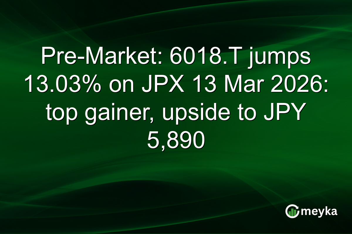 Pre-Market: 6018.T jumps 13.03% on JPX 13 Mar 2026: top gainer, upside to JPY 5,890
