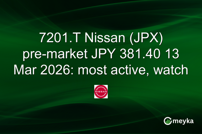 7201.T Nissan (JPX) pre-market JPY 381.40 13 Mar 2026: most active, watch