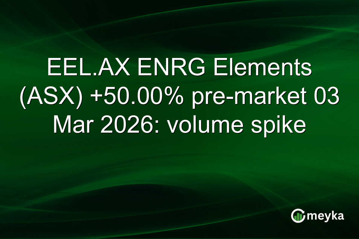 EEL.AX ENRG Elements (ASX) +50.00% pre-market 03 Mar 2026: volume spike