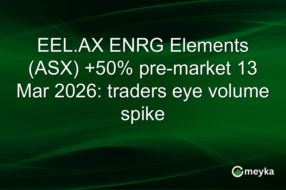 EEL.AX ENRG Elements (ASX) +50% pre-market 13 Mar 2026: traders eye volume spike
