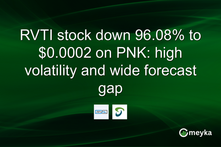 RVTI stock down 96.08% to $0.0002 on PNK: high volatility and wide forecast gap