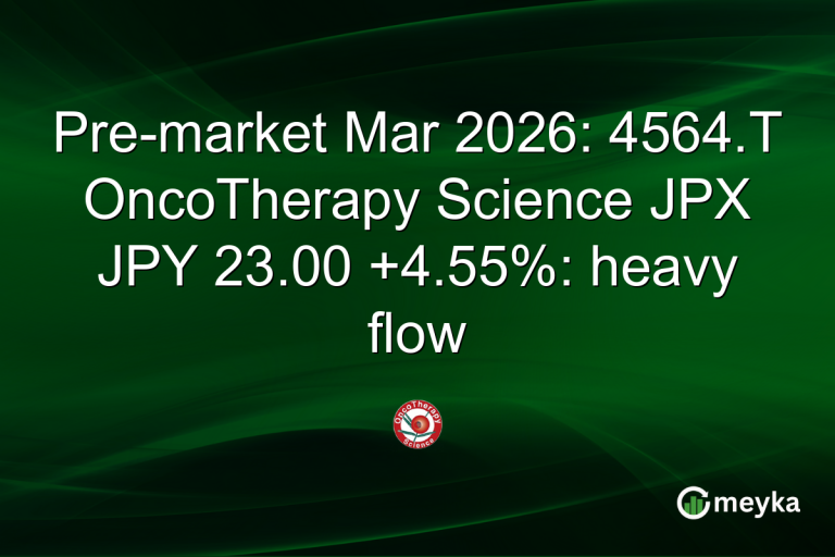 Pre-market Mar 2026: 4564.T OncoTherapy Science JPX JPY 23.00 +4.55%: heavy flow