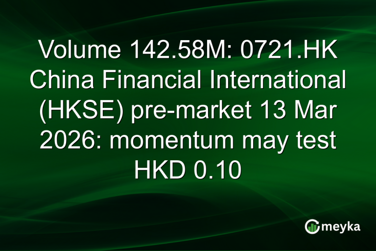 Volume 142.58M: 0721.HK China Financial International (HKSE) pre-market 13 Mar 2026: momentum may test HKD 0.10