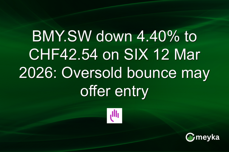 BMY.SW down 4.40% to CHF42.54 on SIX 12 Mar 2026: Oversold bounce may offer entry