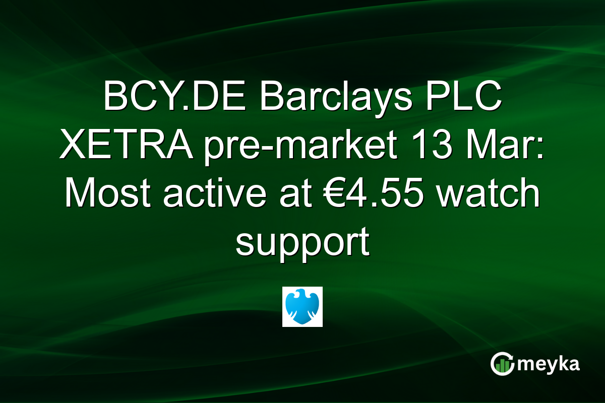 BCY.DE Barclays PLC XETRA pre-market 13 Mar: Most active at €4.55 watch support