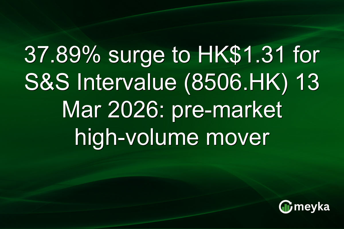 37.89% surge to HK$1.31 for S&S Intervalue (8506.HK) 13 Mar 2026: pre-market high-volume mover