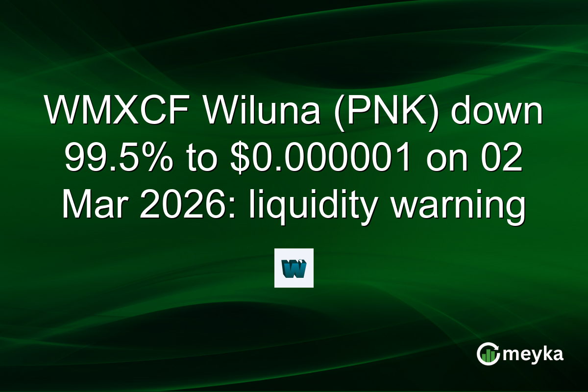 WMXCF Wiluna (PNK) down 99.5% to $0.000001 on 02 Mar 2026: liquidity warning